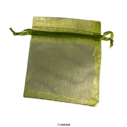 Bolsa de organza verde militar de 90x70 mm
