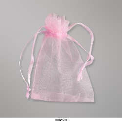 Rózsaszínű organza tasak 90x70 mm