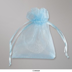 Bolsa de organza azul celeste de 90x70 mm