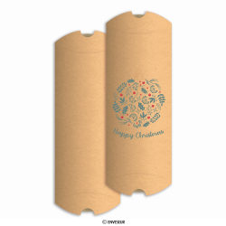 Caixa de travesseiro kraft ''Happy Christmas'' 220x110x35 mm (DL)