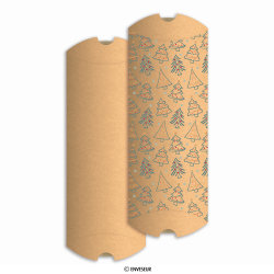 Kraftová krabička ve tvaru polštáře 'Christmas Tree' 220x110x35 mm (DL)