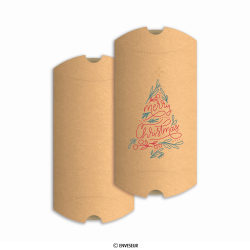 Scatola a cuscino kraft 'Merry Christmas' 162x114x35 mm (C6)