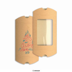 Kraft gondeldoosje met venster 'Merry Christmas' 162x114x35 mm (C6)