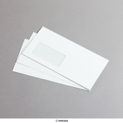 Uigennemsigtige hvide, forede konvolutter Venstre vindue DL 110x220 mm 110 gsm