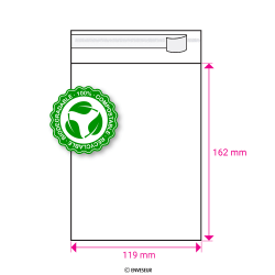 Biodegradable (PLA) transparent bag 162x119 mm