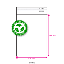 Biologisch abbaubarer (PLA) transparenter Beutel 175x129 mm