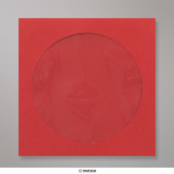 Envelope vermelho escuro com janela para CD 85x85 mm