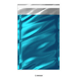 Bolsa de alumínio azul metalizado brilhante 229x162 mm (C5)