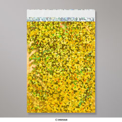 Holografisk foliepose i guldfarve 229x162 mm (C5)