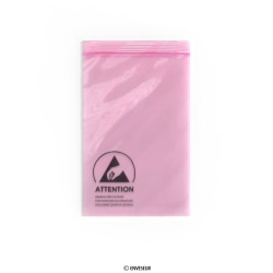 Saco antiestático rosa (ESD) com selo 102x152 mm