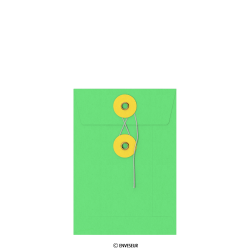 Sobre verde con cierre de cuerda y arandela amarillo de 162x114 mm (C6)