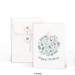 Enveloppe blanche avec ficelle et rondelle 'Happy Christmas' 162x114 mm (C6)