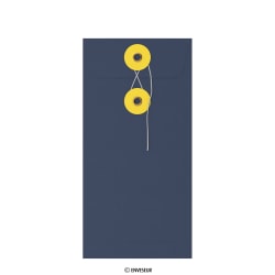 Enveloppe bleue marine + jaune à rondelle et ficelle - Japonaise 220x110 mm (DL)