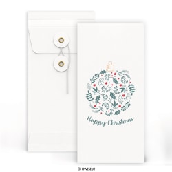 Enveloppe blanche avec ficelle et rondelle 'Happy Christmas‘ 220x110 mm (DL)