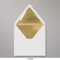 Elfenbeinfarbener Briefumschlag mit Goldenem Folien-Innenfutter 160x160 mm