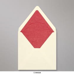 Enveloppe doublée ivoire + papier décoratif texturé rouge 160x160 mm