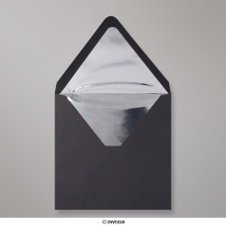 160x160 mm Busta Nera Foderata Con Carta Decorativa Argento