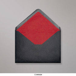 Envelope preto forrado com papel vermelho áspero 162x229 mm (C5)