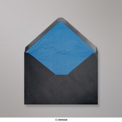 Koperta czarna wyściełana niebieskim luksusowym papierem 114x162 mm (C6)