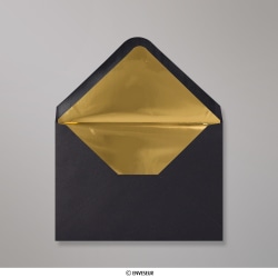 Envelope preto forrado com papel de alumínio dourado 114x162 mm (C6)