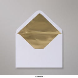 Envelope branco forrado com papel de alumínio dourado 114x162 mm (C6)