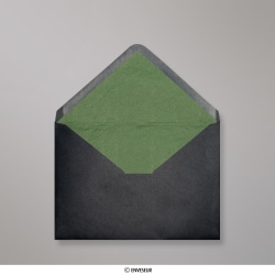 114x162 mm (C6) Koperta czarna wyściełana zielonym luksusowym papierem