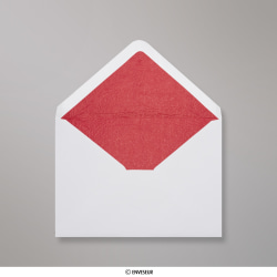 Enveloppe doublée blanche + papier décoratif texturé rouge 114x162 mm (C6)