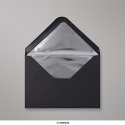 Envelope preto forrado com papel de alumínio prateado 114x162 mm (C6)