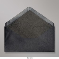 Schwarzer Briefumschlag mit Schwarzem Papier-Innenfutter 110x220 mm (DL)