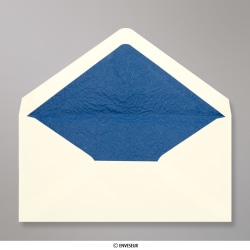 Enveloppe doublée ivoire + papier décoratif texturé bleu 110x220 mm (DL)