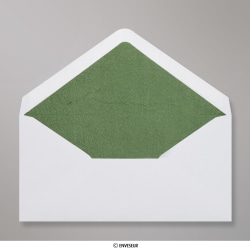 Enveloppe doublée blanche + papier décoratif texturé vert 110x220 mm (DL)