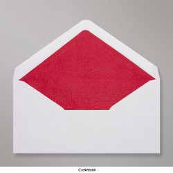 Enveloppe doublée blanche + papier décoratif texturé rouge 110x220 mm (DL)