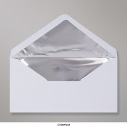110x220 mm (DL) Busta Bianca Foderata con Carta in Lamina Argento