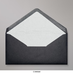 Enveloppe doublée noire + papier décoratif texturé blanc 110x220 mm (DL)