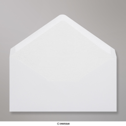 Enveloppe doublée blanche + papier décoratif texturé blanc 110x220 mm (DL)