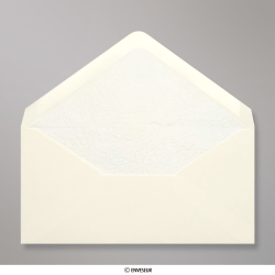 Enveloppe doublée ivoire + papier décoratif texturé blanc 110x220 mm (DL)