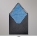 160x160 mm envelope preto forrado + papel fancy azul