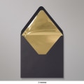 160x160 mm Envelope Preto Forrado + Papel De Oro Dorado