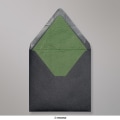 160x160 mm envelope preto forrado + papel fancy verde