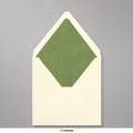 160x160 mm envelope marfim forrado + papel fancy verde
