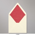 160x160 mm envelope marfim forrado + papel fancy vermelho