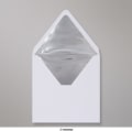 160x160 mm envelope branco forrado + papel de prata