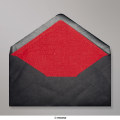 110x220 mm (DL) Čierna Obálka Vystlaná Červeným Luxusným Papierom