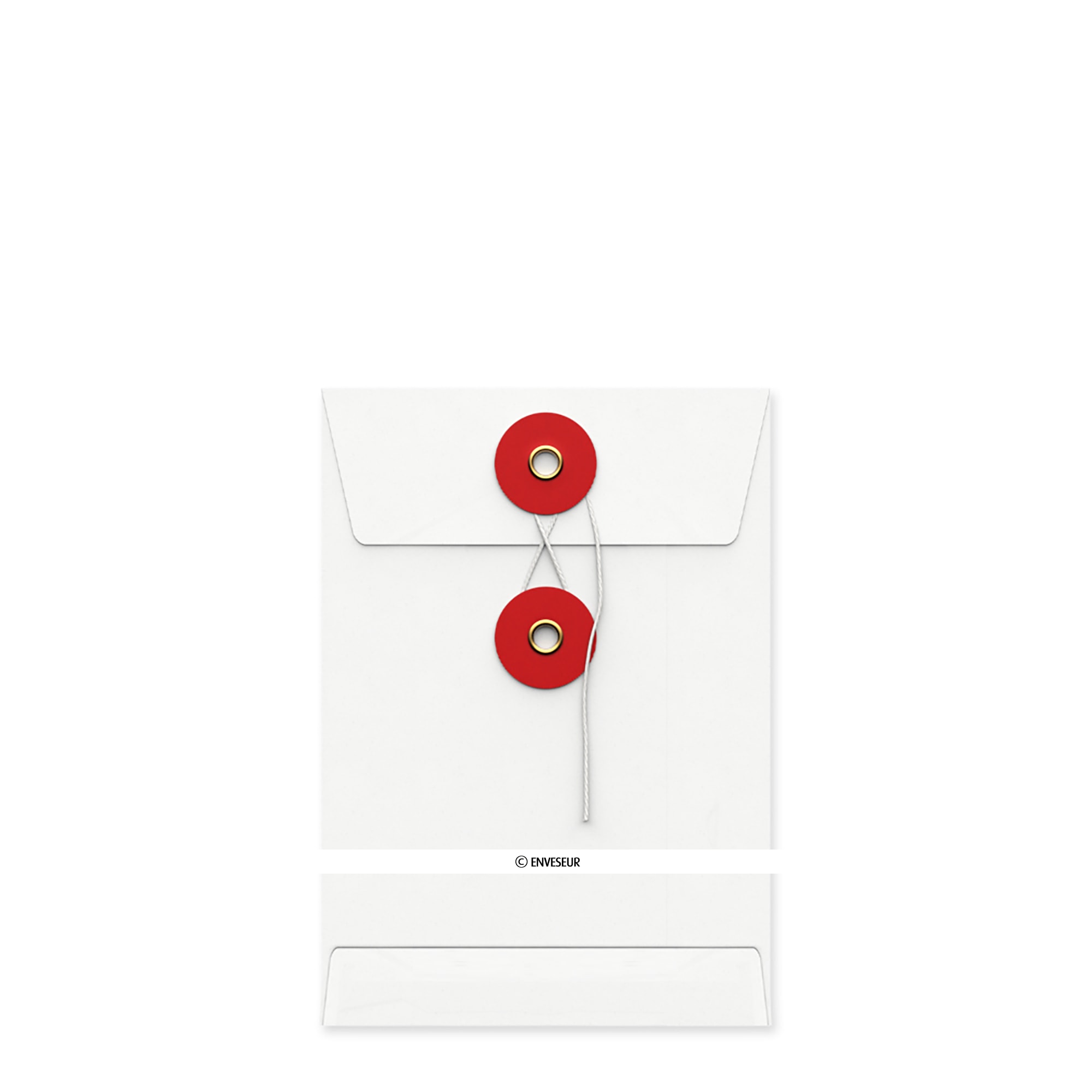 Enveloppe blanche + rouge à rondelle et ficelle - Japonaise 162x114 mm (C6)