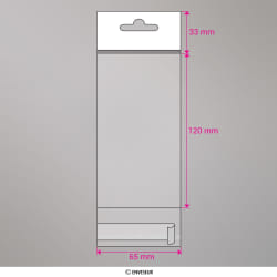 120x65 mm bolsa celofane clara com cabe&ccedil;alho&amp;euroslot