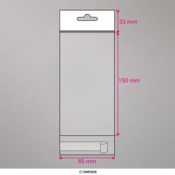 150x85 mm bolsa celofane clara com cabe&ccedil;alho&amp;euroslot