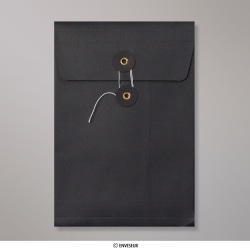229x162x25 mm (C5) Čierna kapacitná obálka s uzatváraním na šnúrku