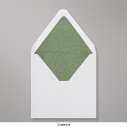 160x160 mm envelope branco forrado + papel fancy verde