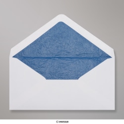 110x220 mm (DL) Witte enveloppen met blauw fantasiepapier aan binnenzijde