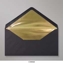 110x220 mm (DL) Zwart Enveloppen Met Goudkleurig Folie Aan Binnenzijde